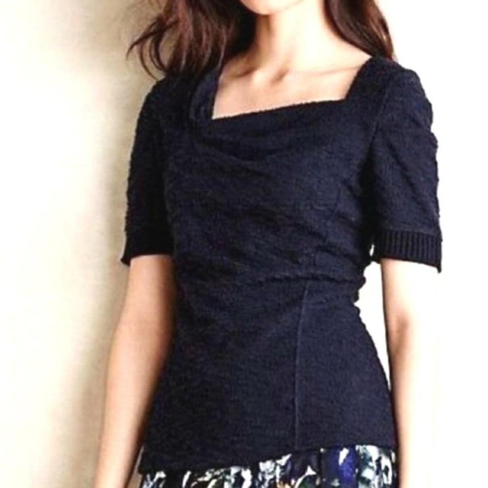 Anthropologie |‎ Postmark: Navy Textured Top